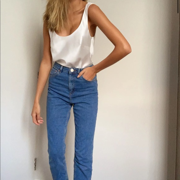 ASOS high rise Farleigh mom jeans in blue - Picture 1 of 4